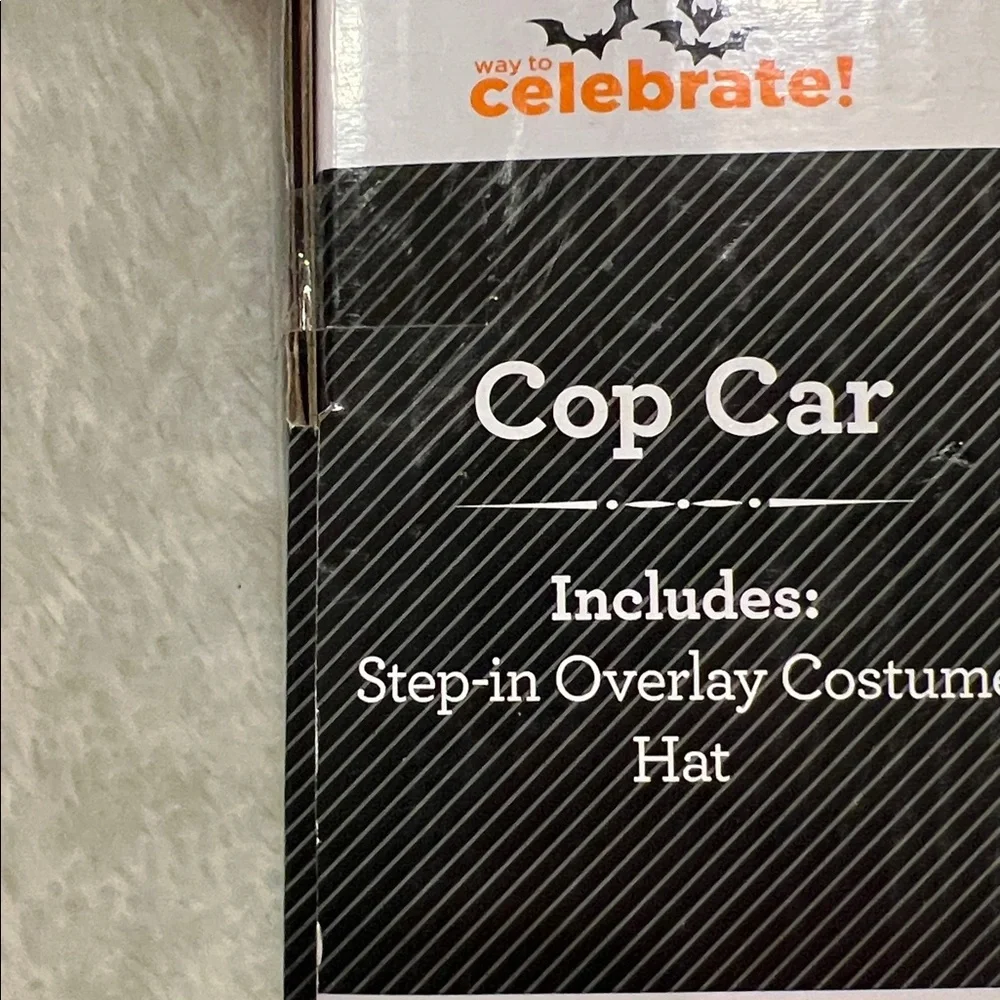 Toddler Boy Cop Car Police Man Step-In Overlay Costume & Hat 3T-4T, New